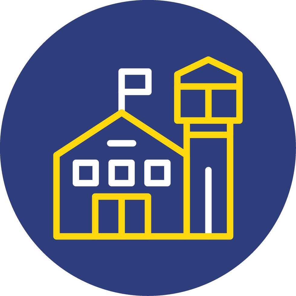 Military base Dual Line Circle Icon vector