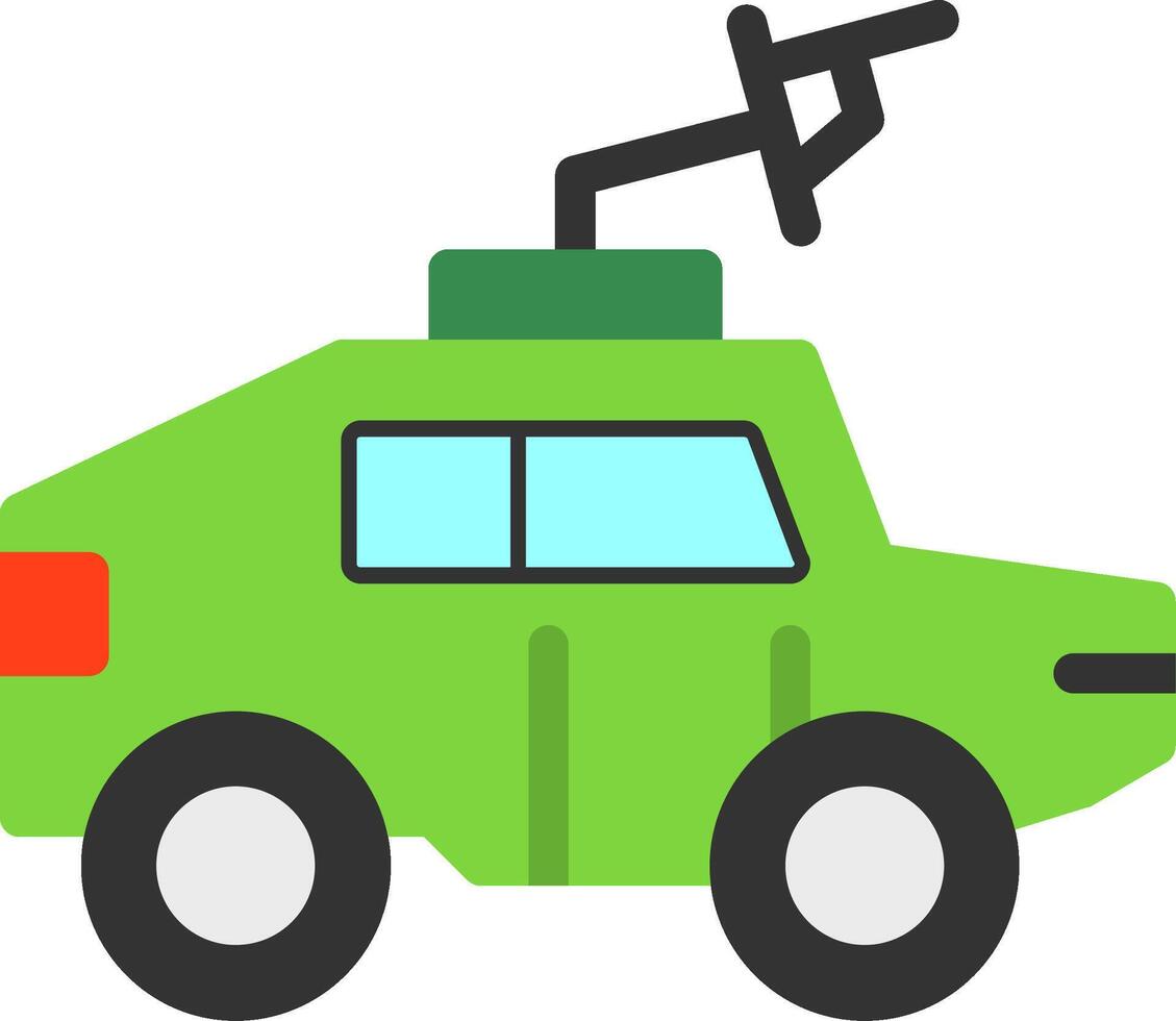 militar vehículo plano icono vector