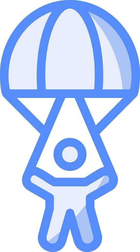 paracaidista línea lleno azul icono vector