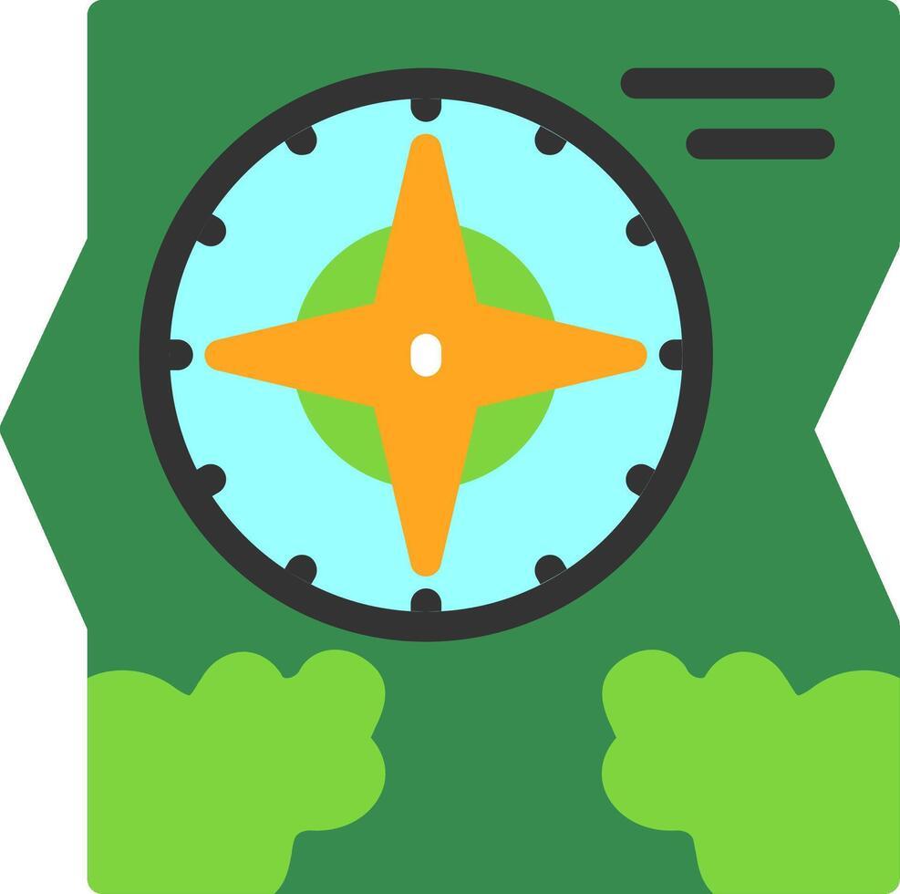 Map and compass Flat Icon vector