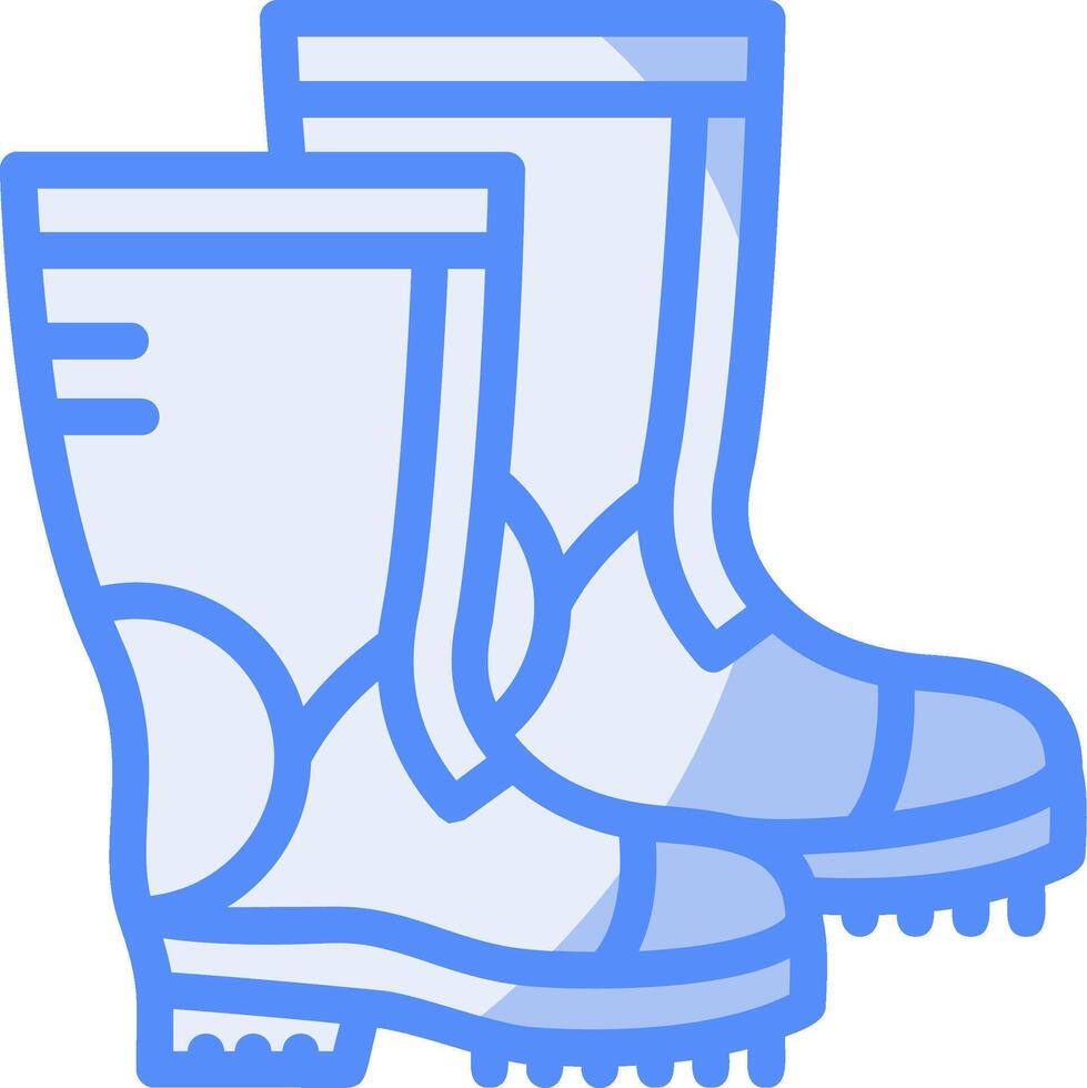 combate botas línea lleno azul icono vector