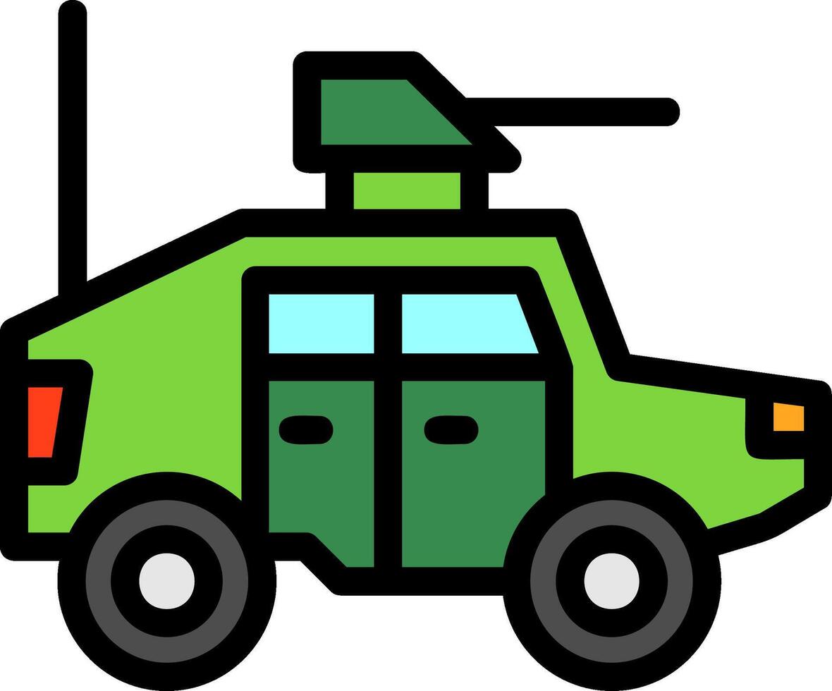 Humvee línea lleno icono vector