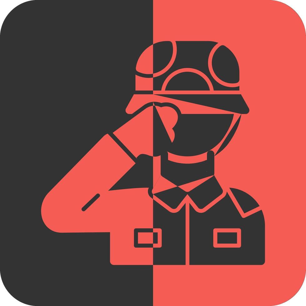 Military salute Red Inverse Icon vector
