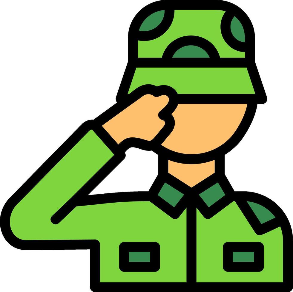 militar saludo línea lleno icono vector