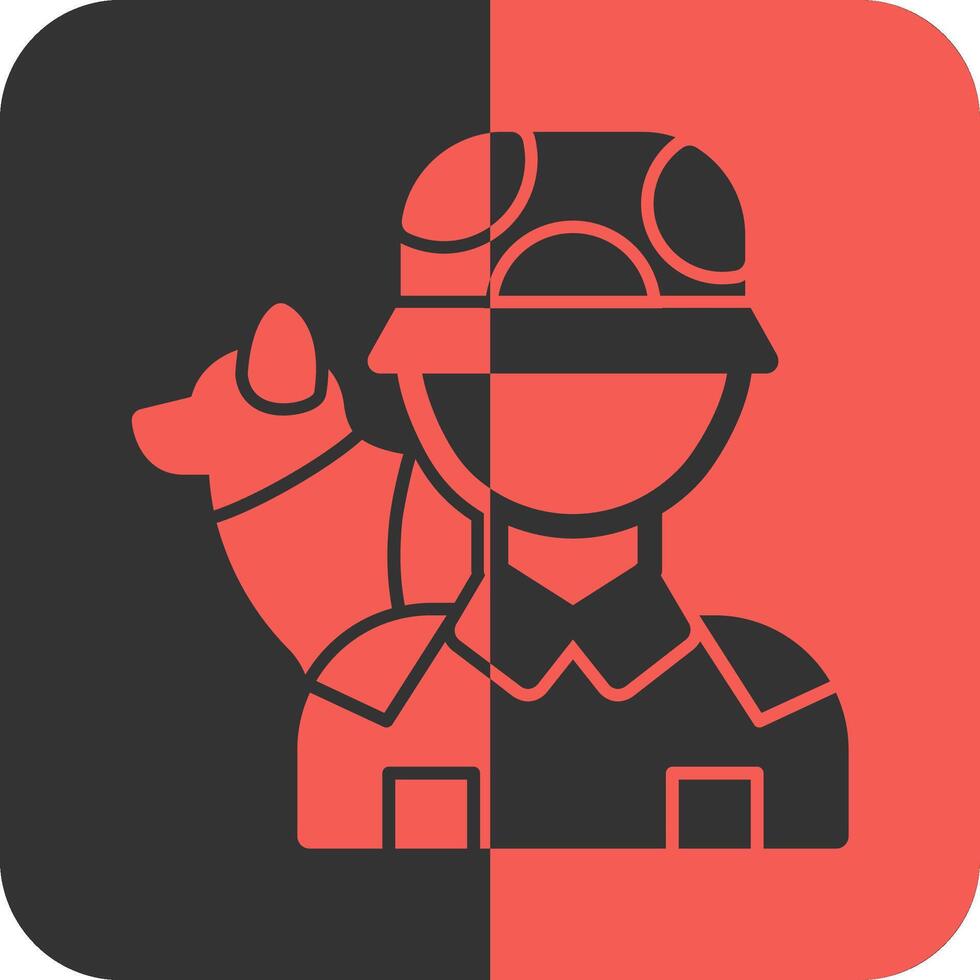 Dog handler Red Inverse Icon vector