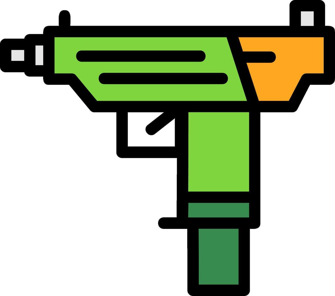 metralleta pistola línea lleno icono vector
