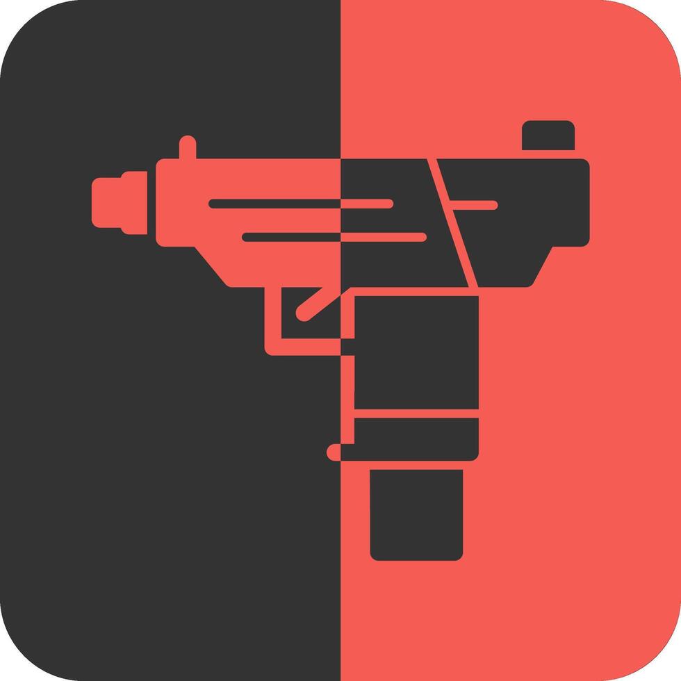 metralleta pistola rojo inverso icono vector