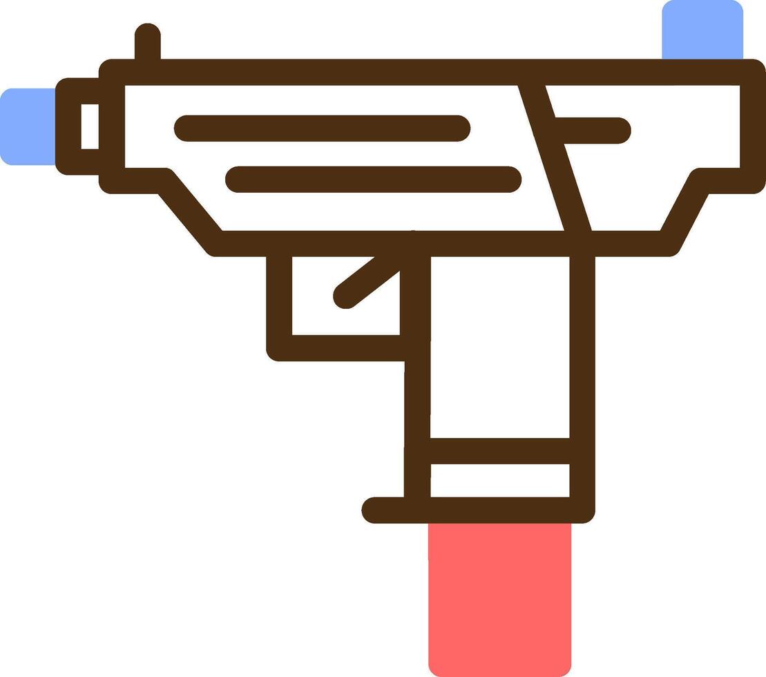 metralleta pistola color lleno icono vector