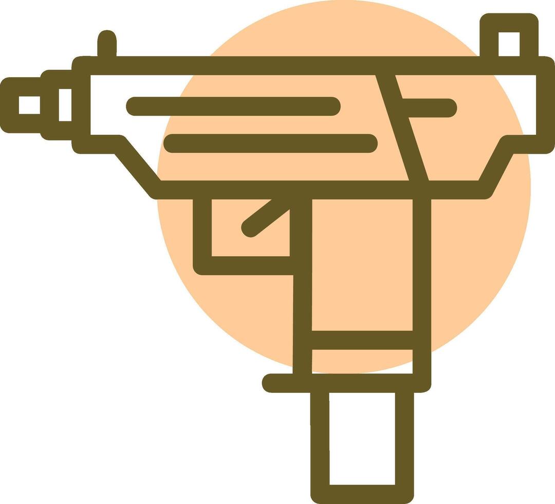 Submachine gun Linear Circle Icon vector