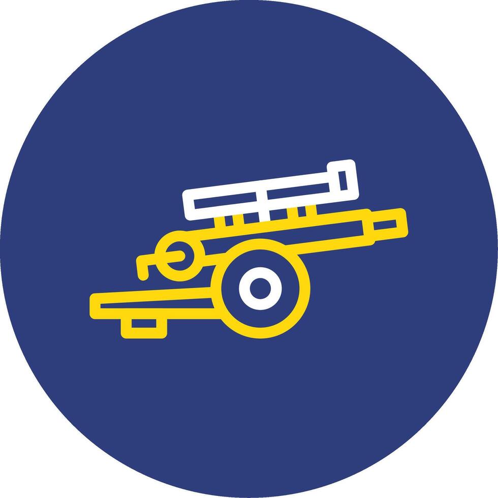 Artillery gun Dual Line Circle Icon vector