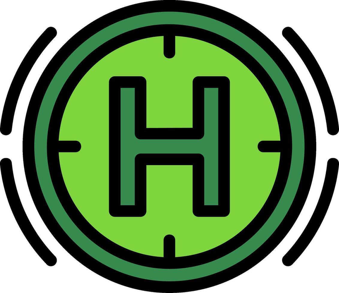 Helicopter pad Line Filled Icon vector