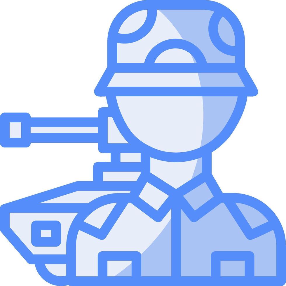 Tank commander Line Filled Blue Icon vector