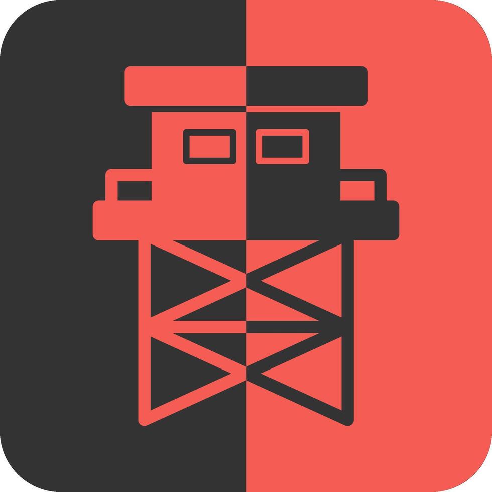 torre de vigilancia rojo inverso icono vector