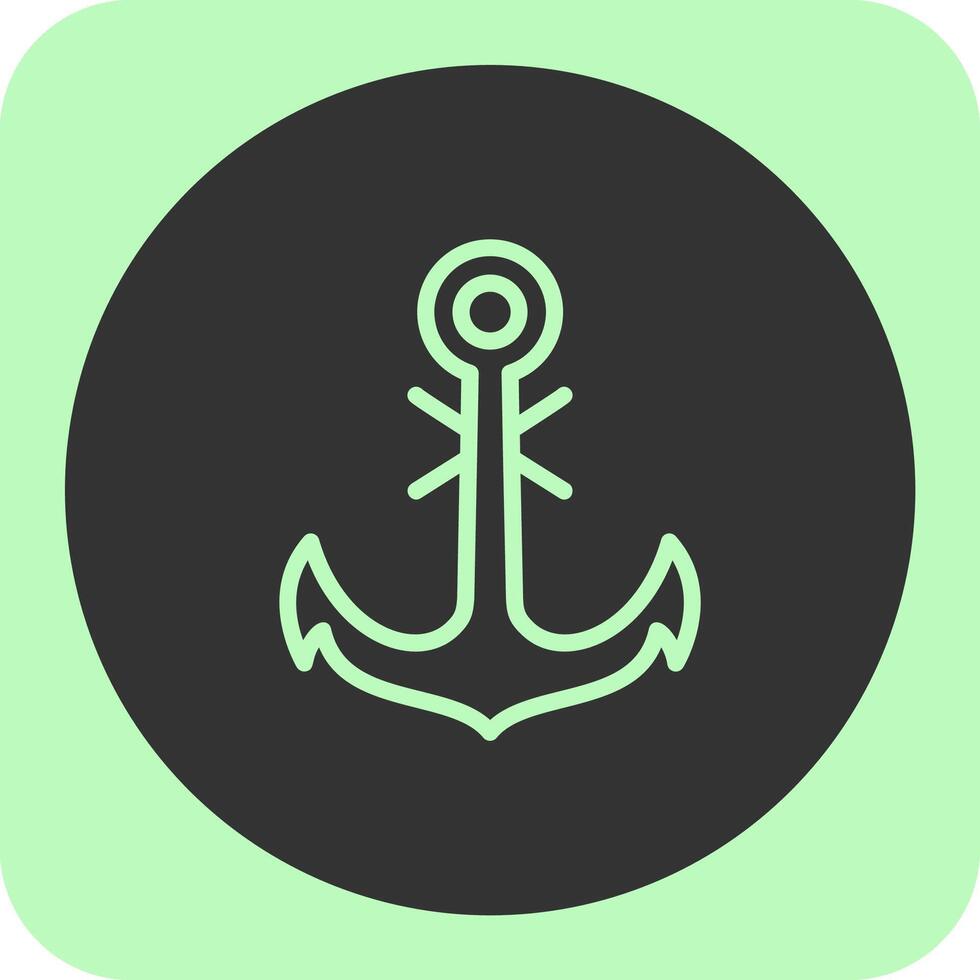 Naval anchor Linear Round Icon vector