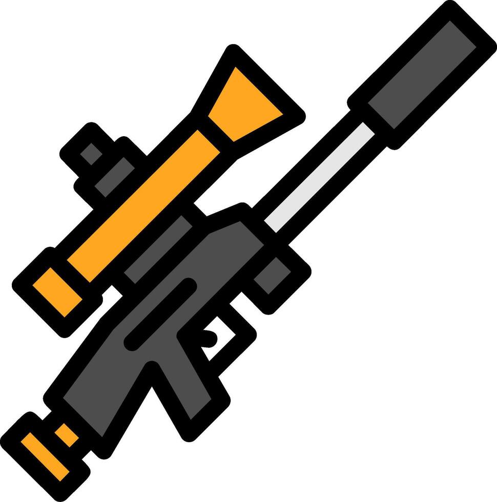 francotirador rifle línea lleno icono vector