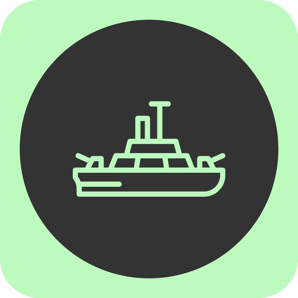 Warship Linear Round Icon vector