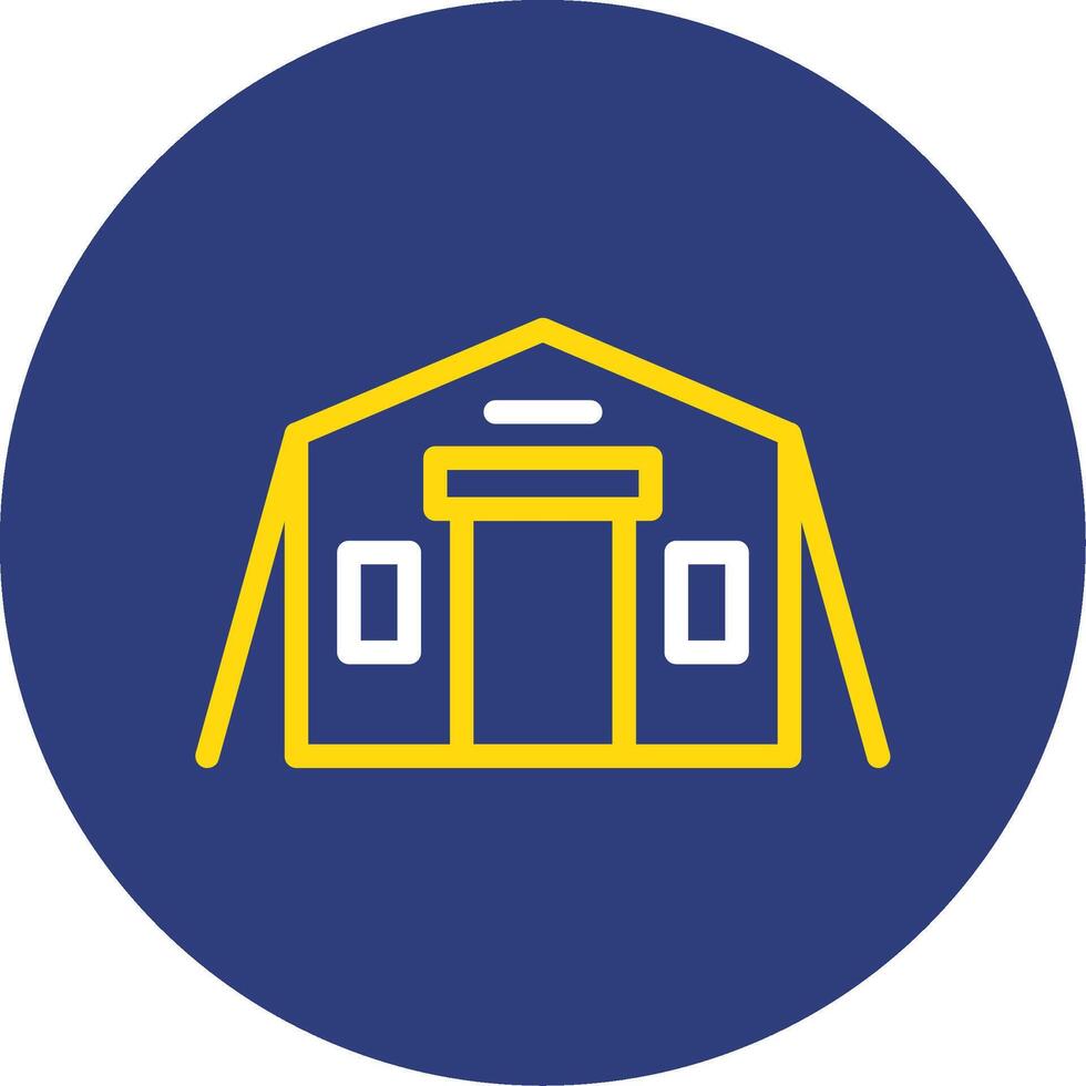 Military tent Dual Line Circle Icon vector