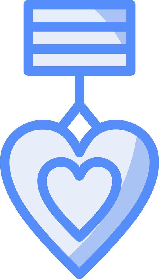 púrpura corazón línea lleno azul icono vector