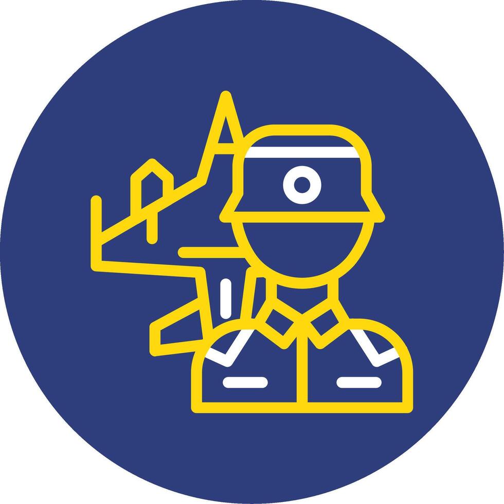 Fighter pilot Dual Line Circle Icon vector