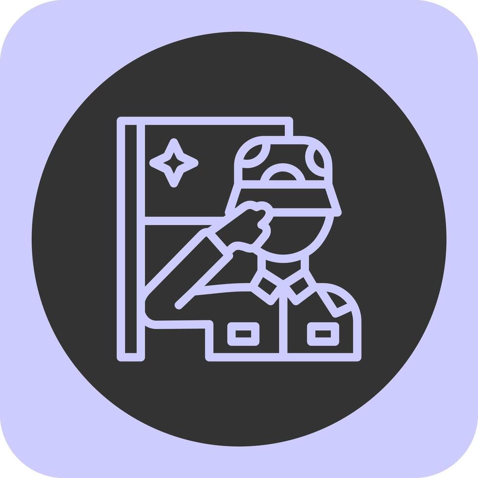 Military salute Linear Round Icon vector