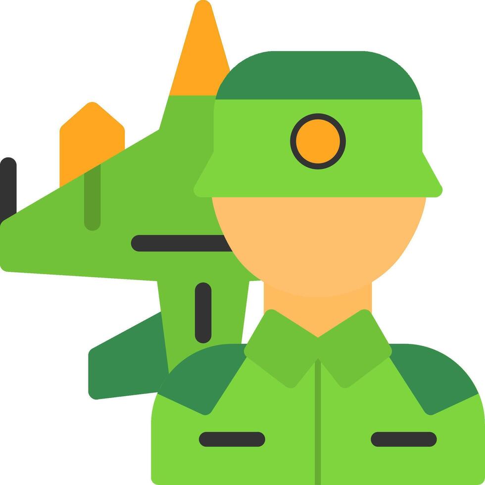 combatiente piloto plano icono vector