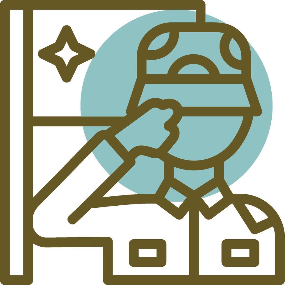 Military salute Linear Circle Icon vector