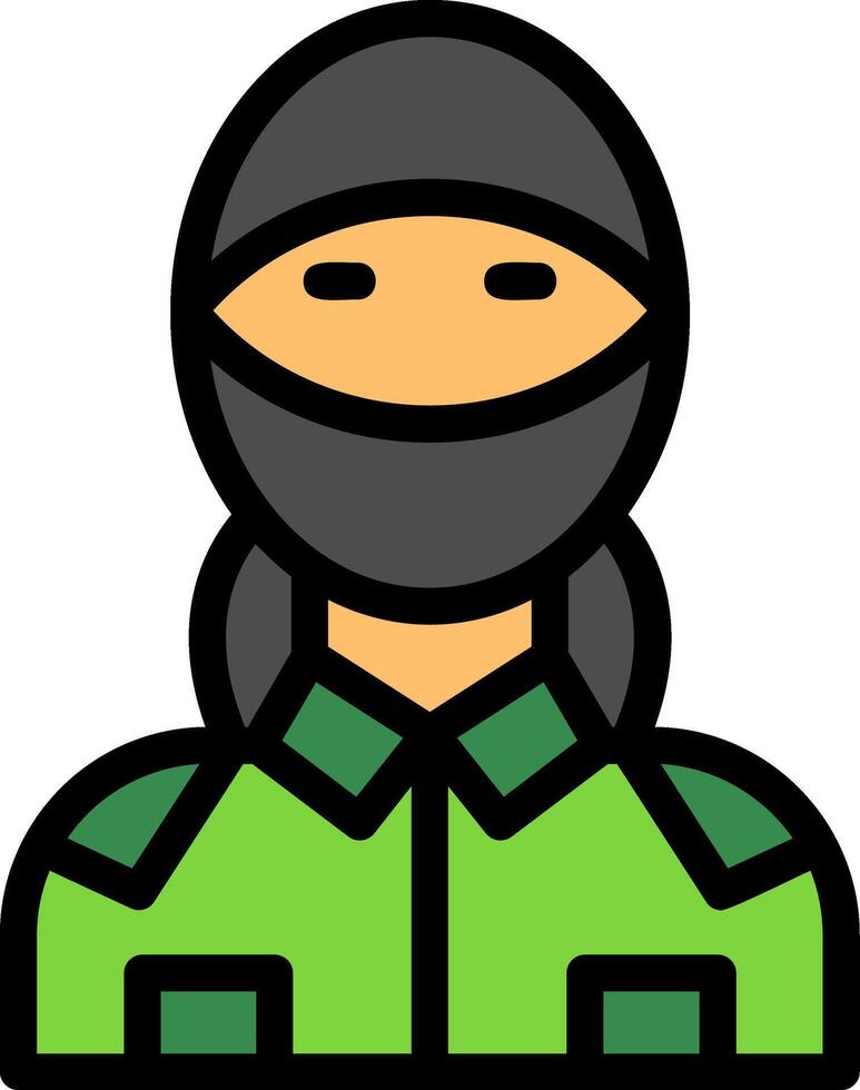 militar camuflaje cara máscara línea lleno icono vector