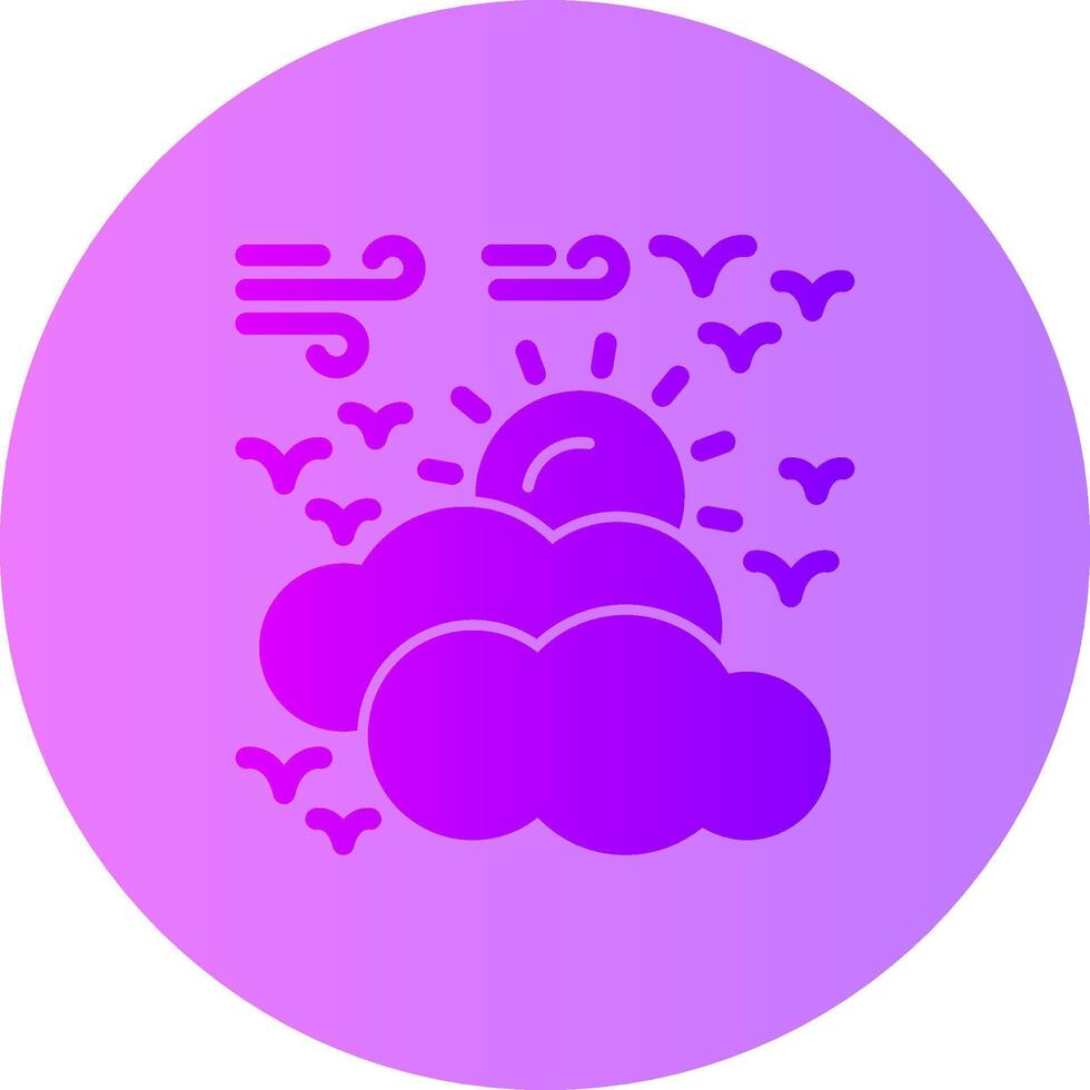 Partly cloudy Gradient Circle Icon vector