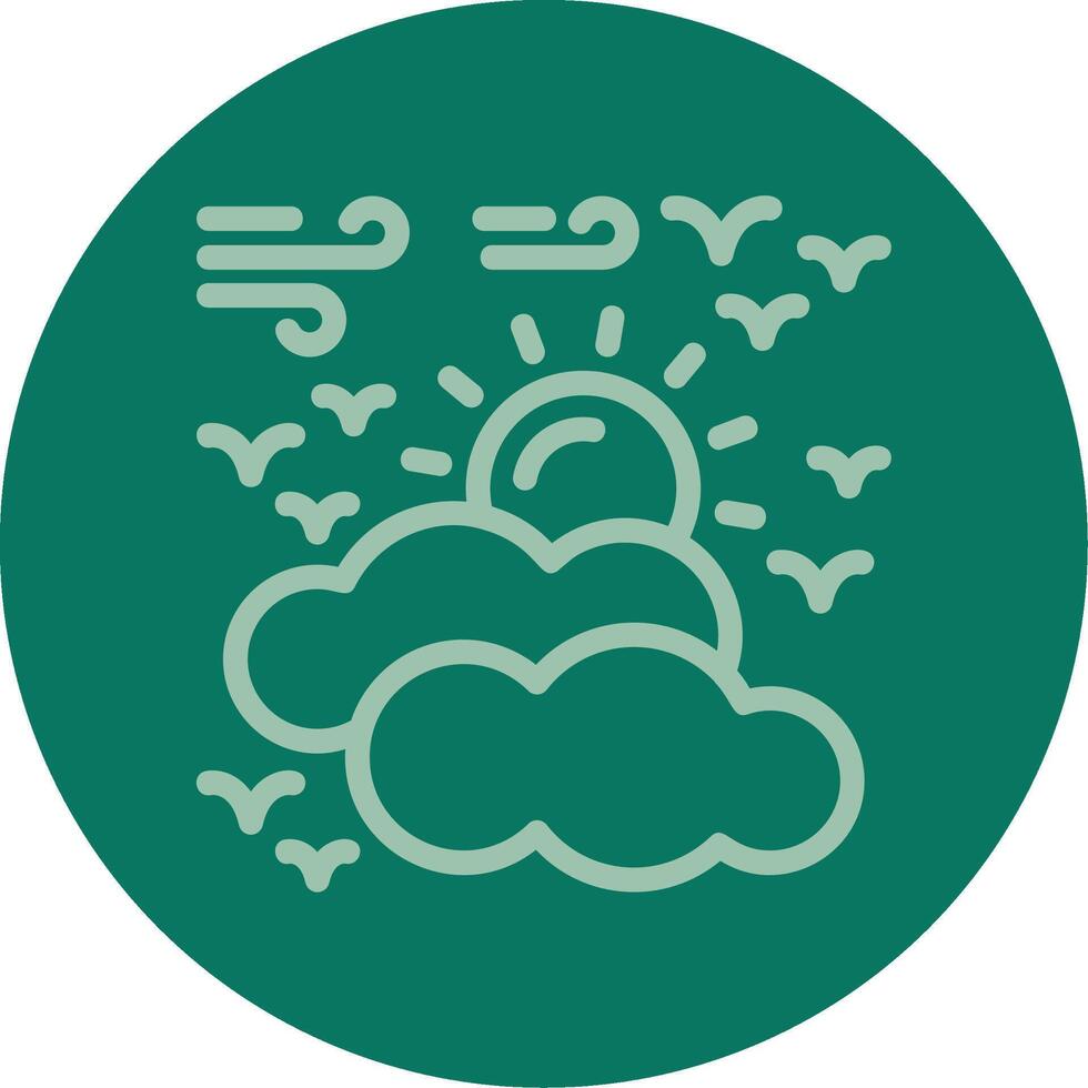 Partly cloudy Line Multi color Icon vector