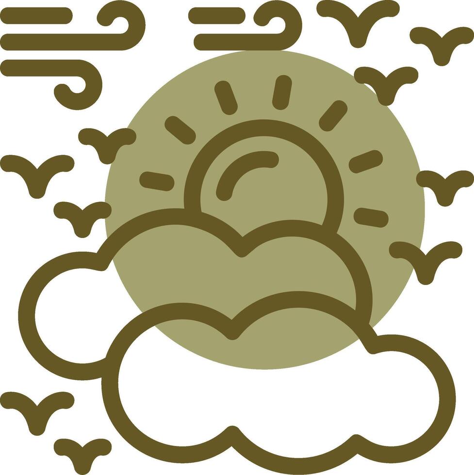 Partly cloudy Linear Circle Icon vector
