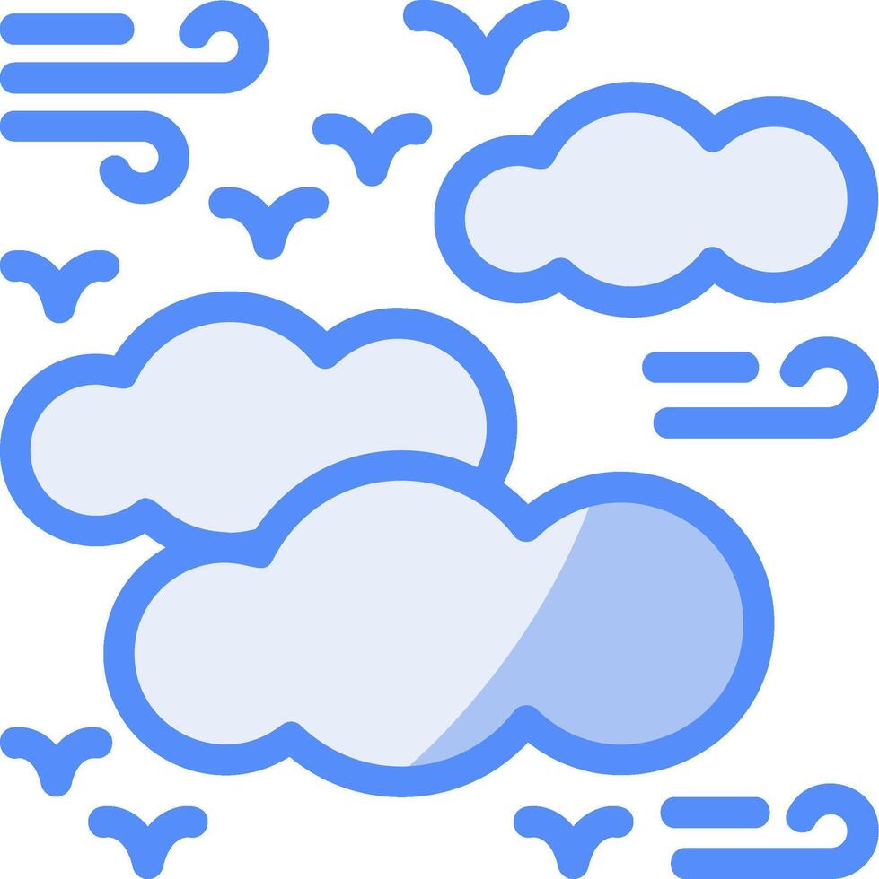 Cloudy Line Filled Blue Icon vector