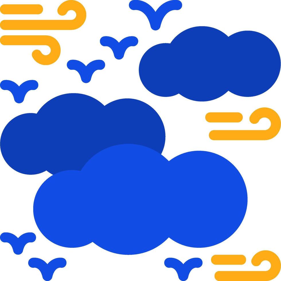 nublado plano dos color icono vector