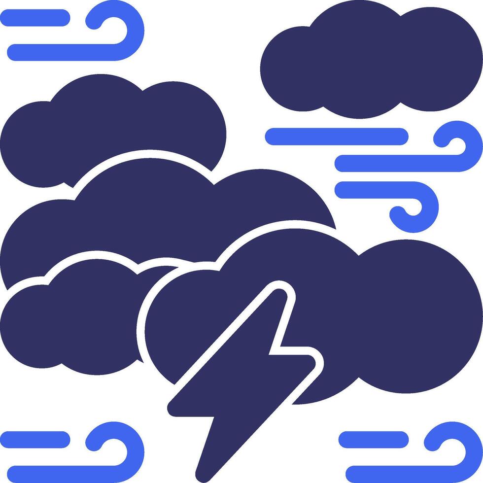 Thunderstorm Solid Two Color Icon vector