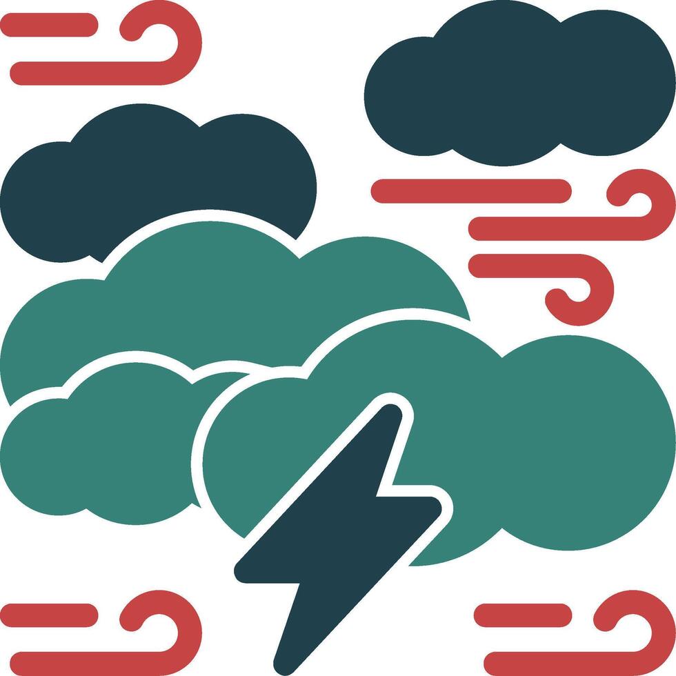 Thunderstorm Glyph Two Color Icon vector