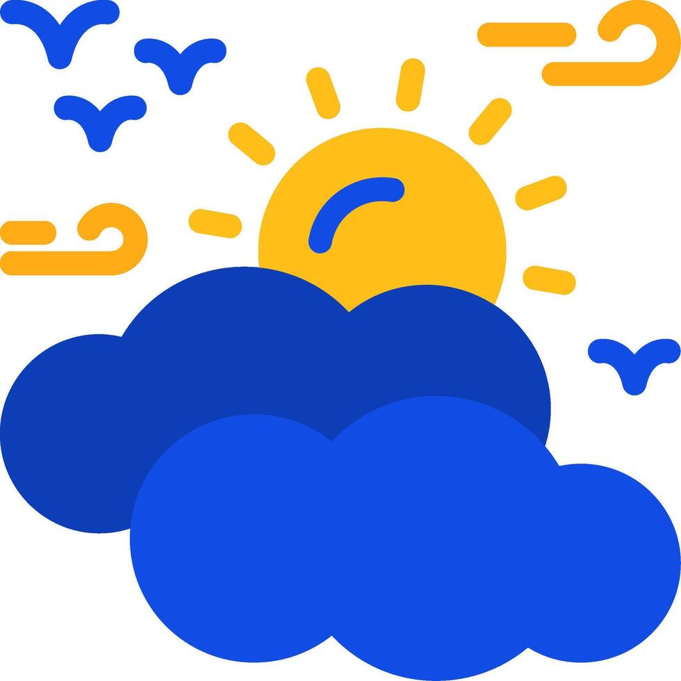 Sunny intervals Flat Two Color Icon vector