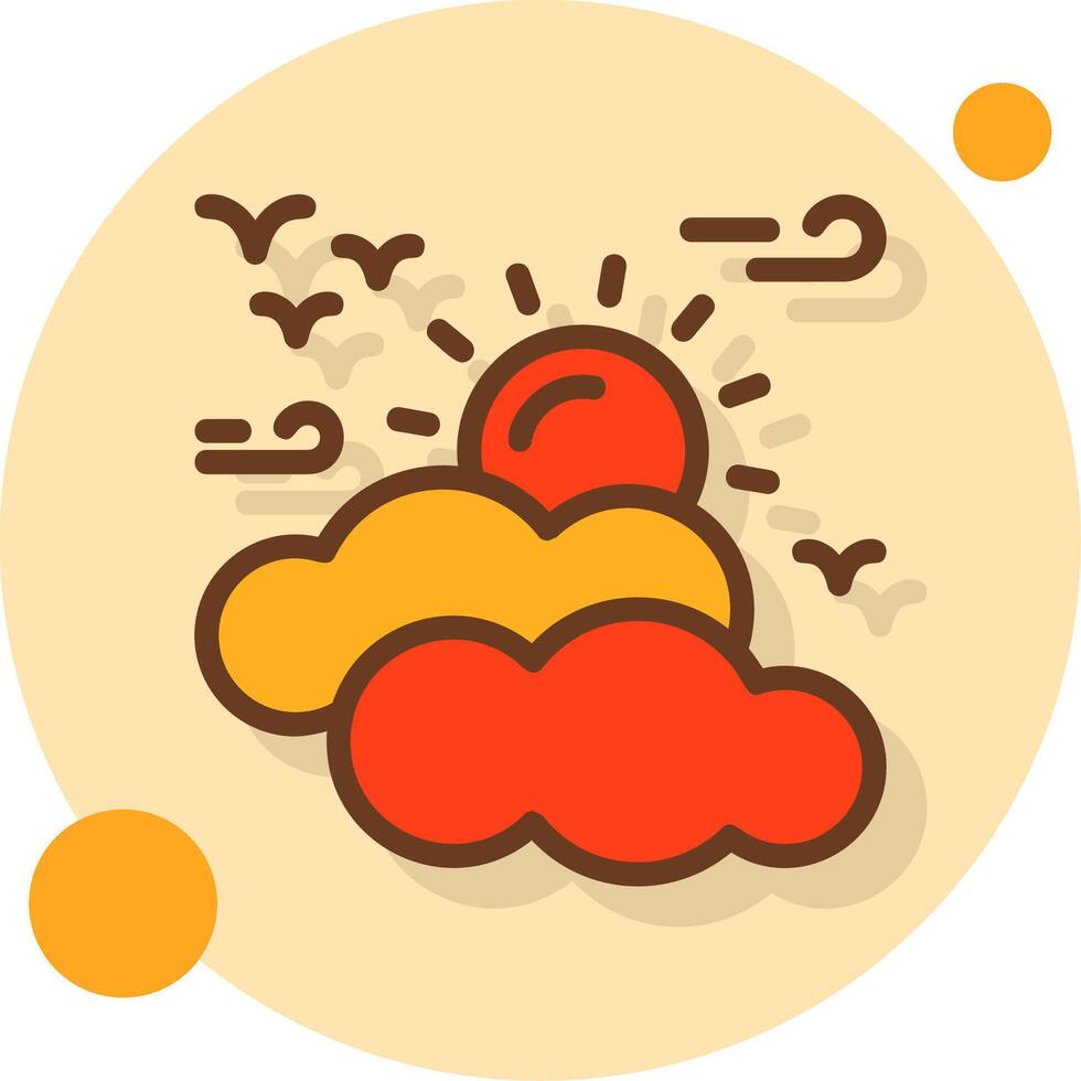 Sunny intervals Filled Shadow Circle Icon vector