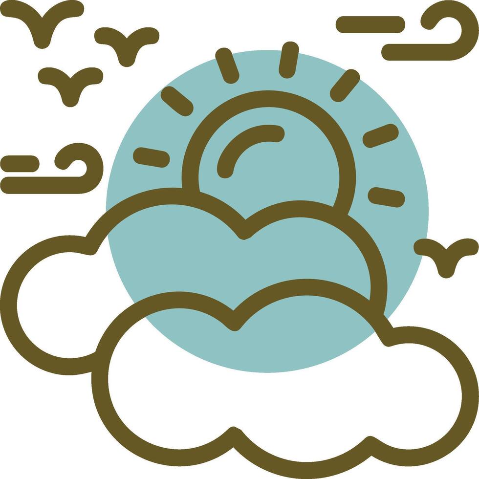 Sunny intervals Linear Circle Icon vector