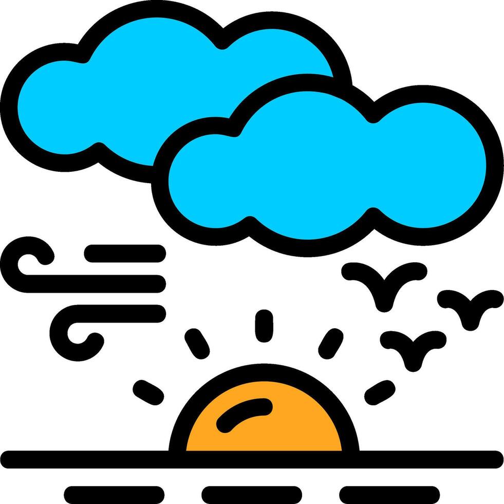 Sunset Line Filled Icon vector