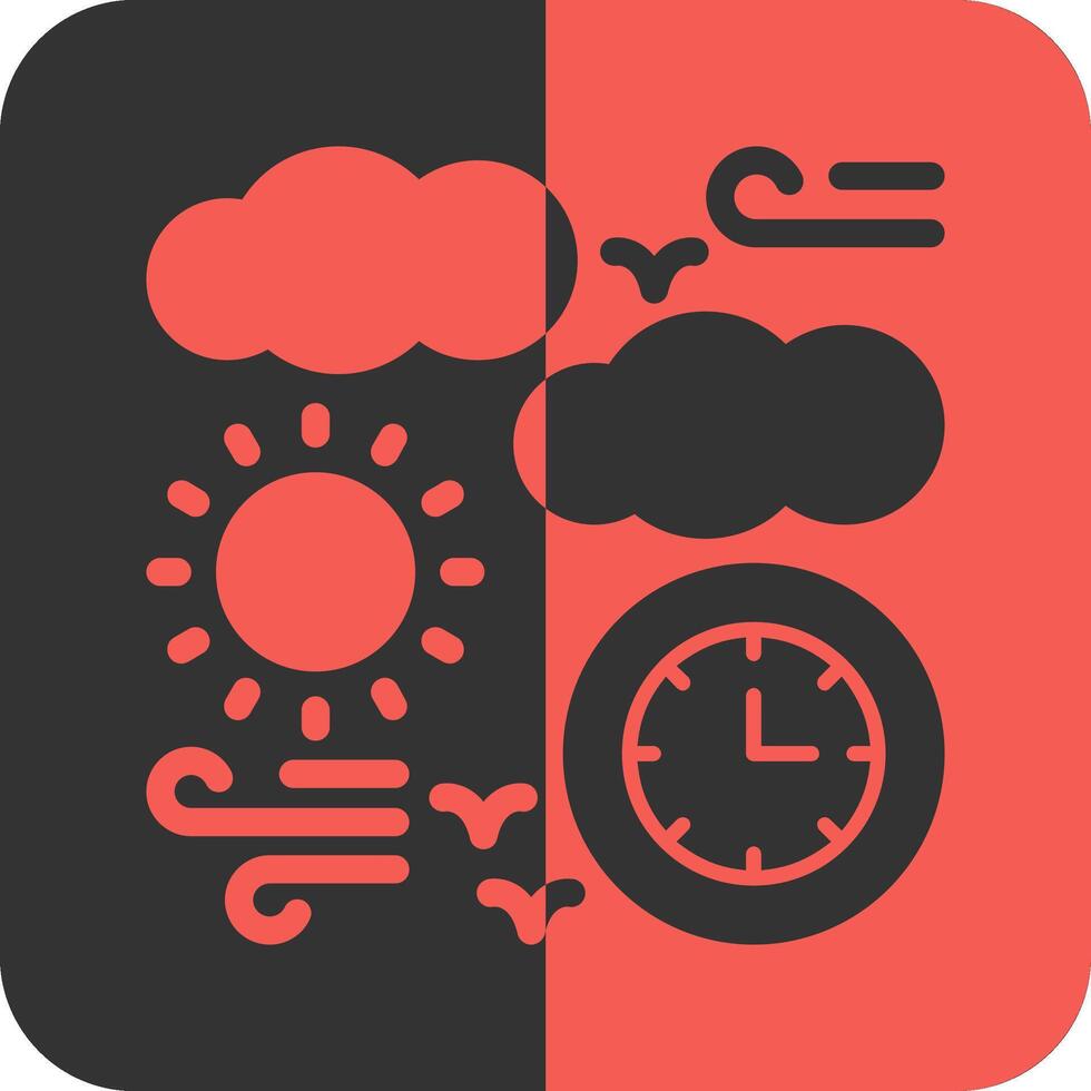 tiempo de día rojo inverso icono vector