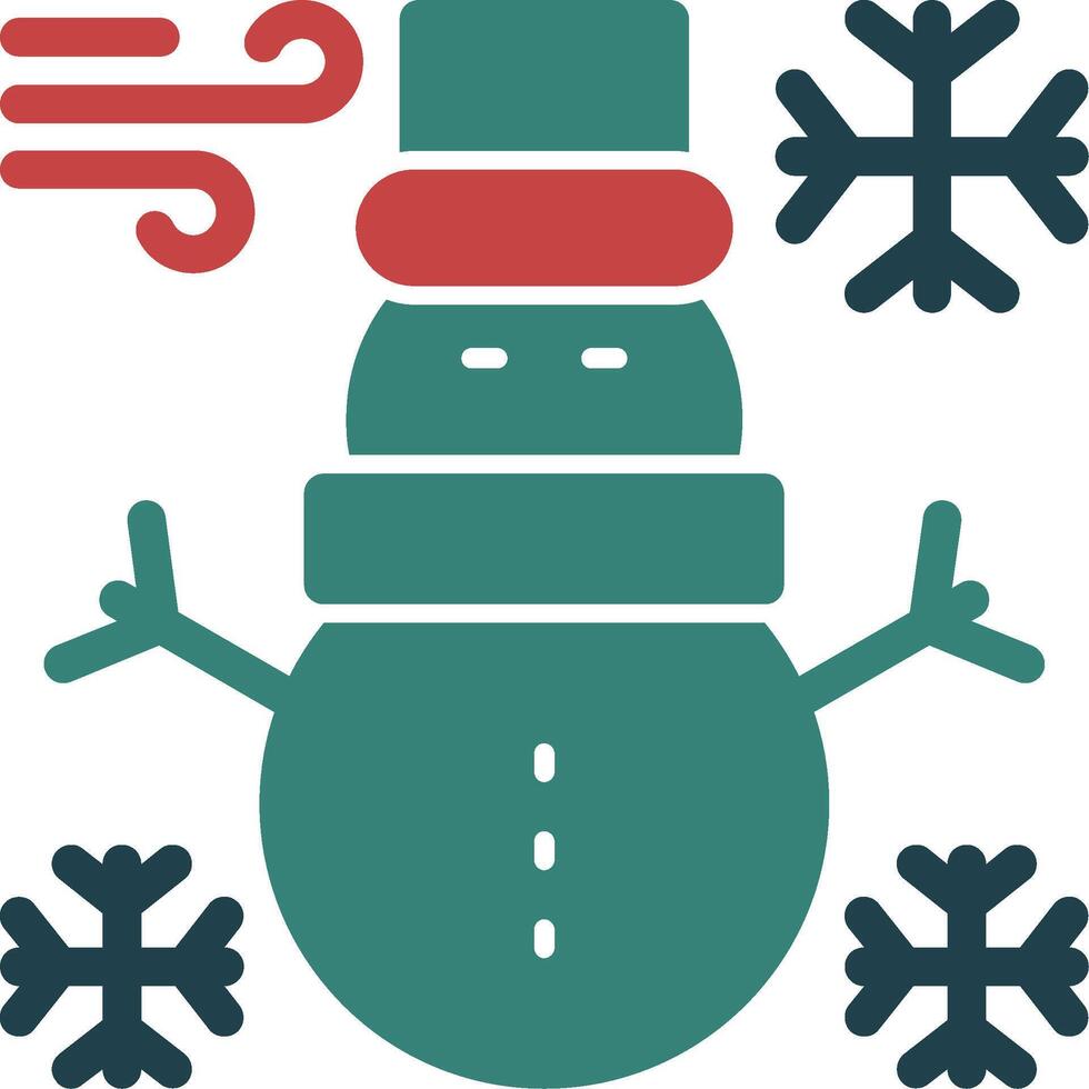 Snowman Glyph Two Color Icon vector