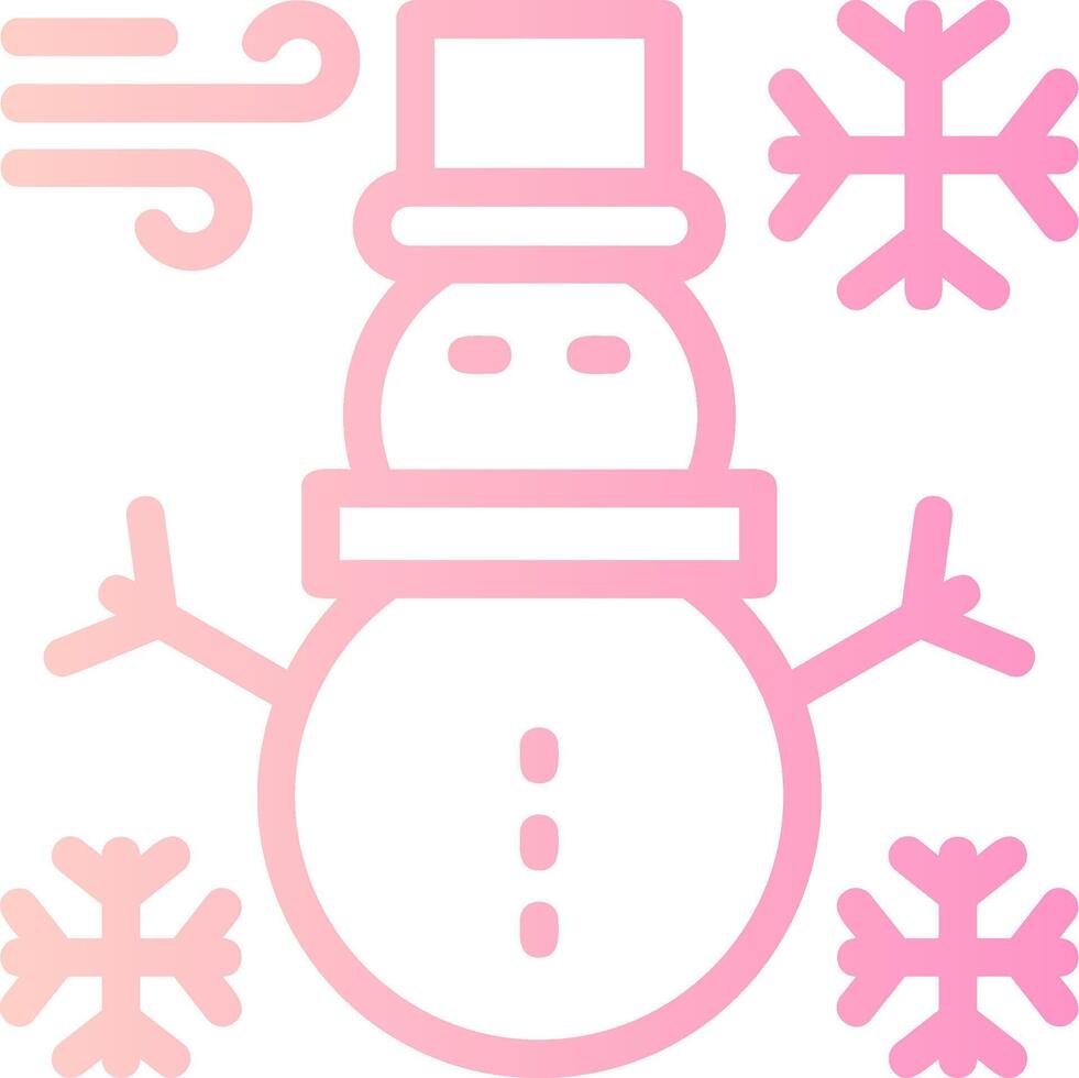 monigote de nieve lineal degradado icono vector