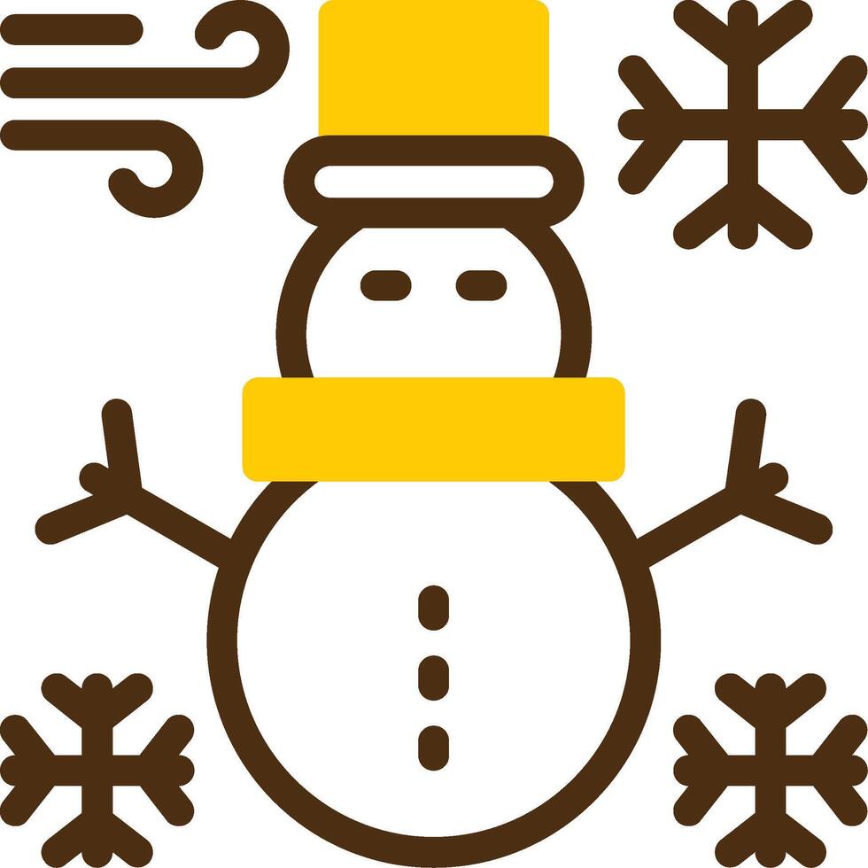 Snowman Yellow Lieanr Circle Icon vector