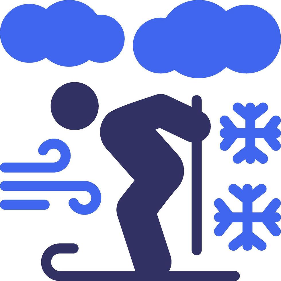 Skiing Solid Two Color Icon vector