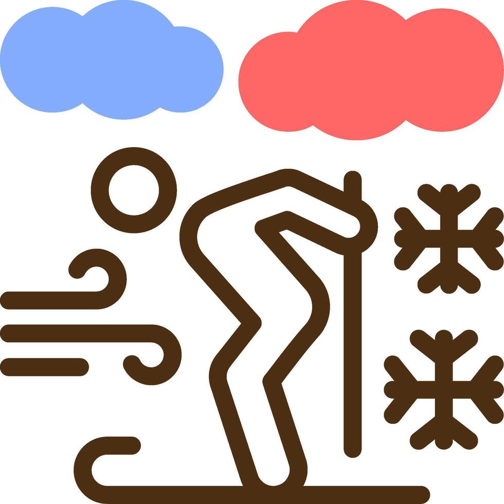 Skiing Color Filled Icon vector