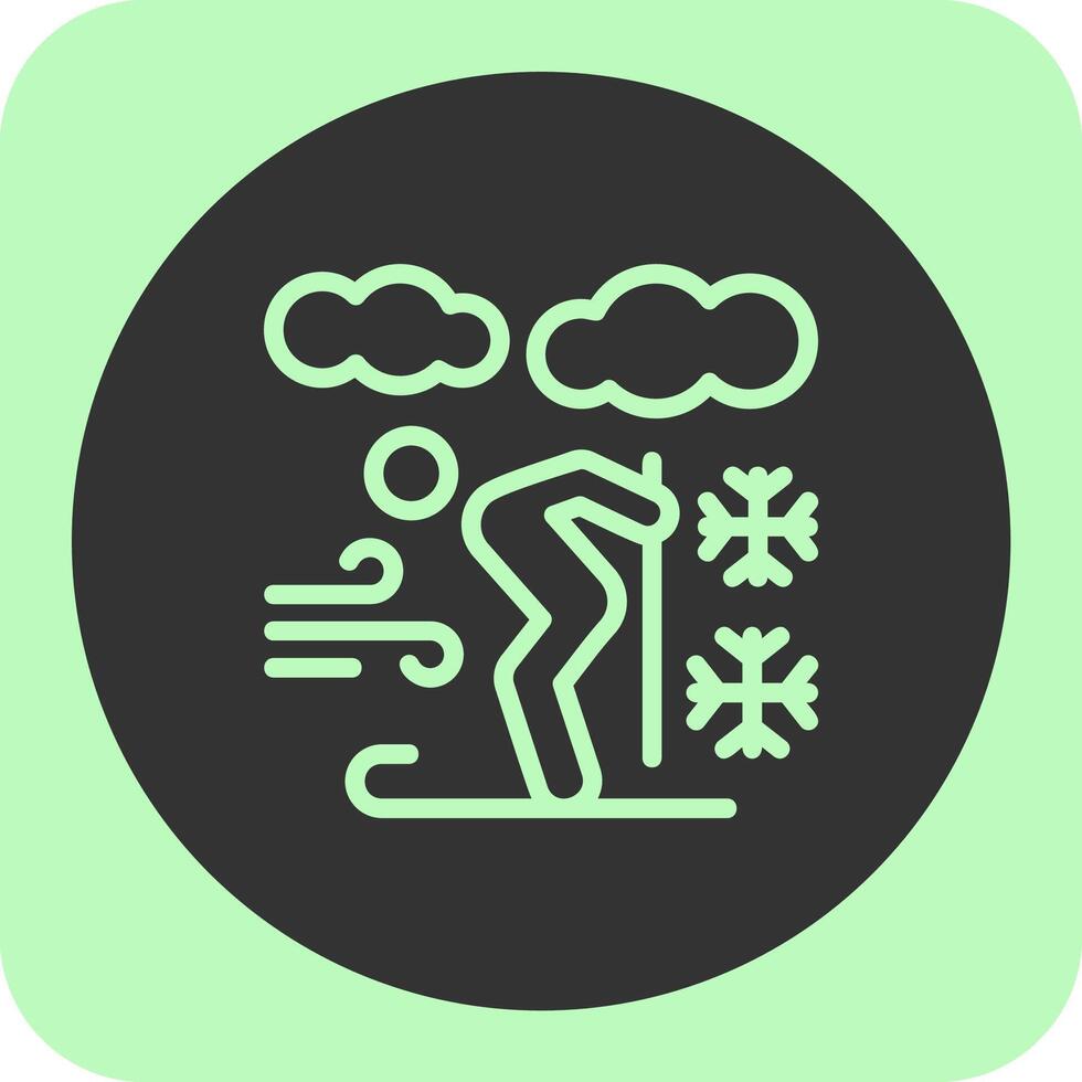 Skiing Linear Round Icon vector