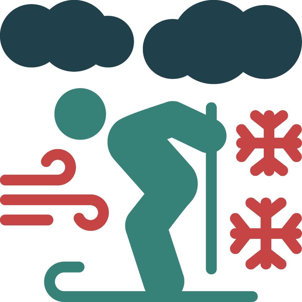 Skiing Glyph Two Color Icon vector