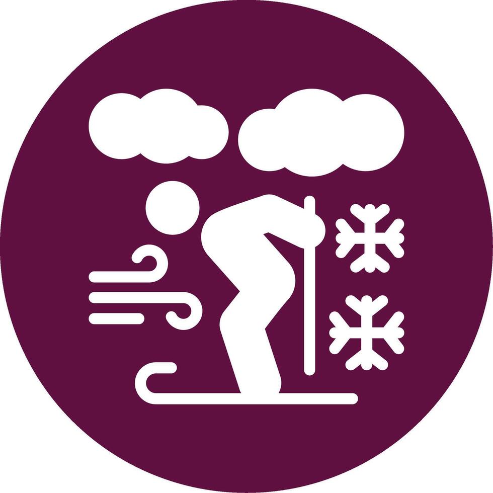 Skiing Glyph Circle Icon vector