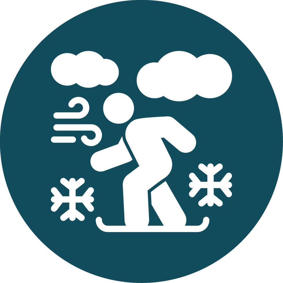 Snowboarding glifo circulo icono vector