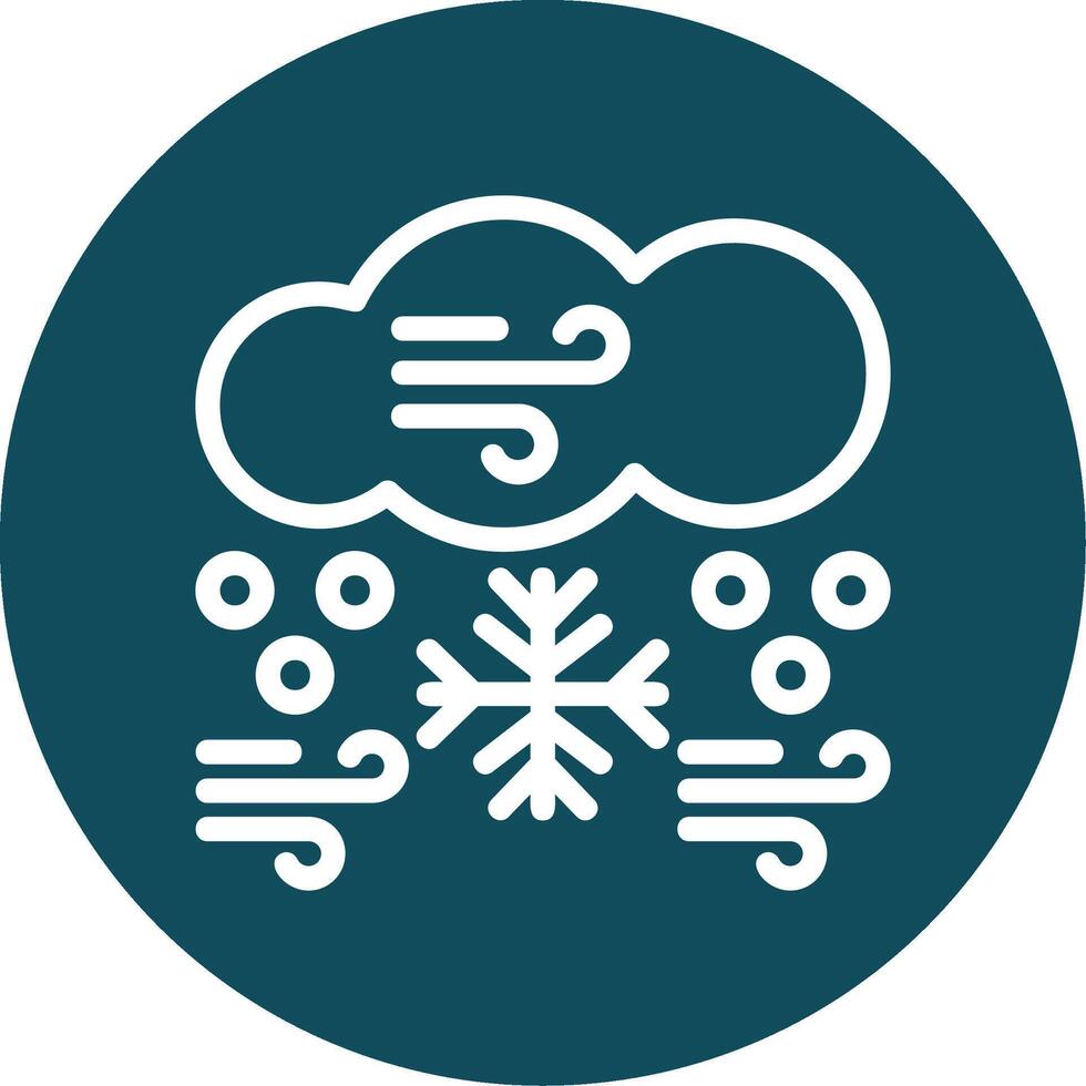 Snowstorm Outline Circle Icon vector