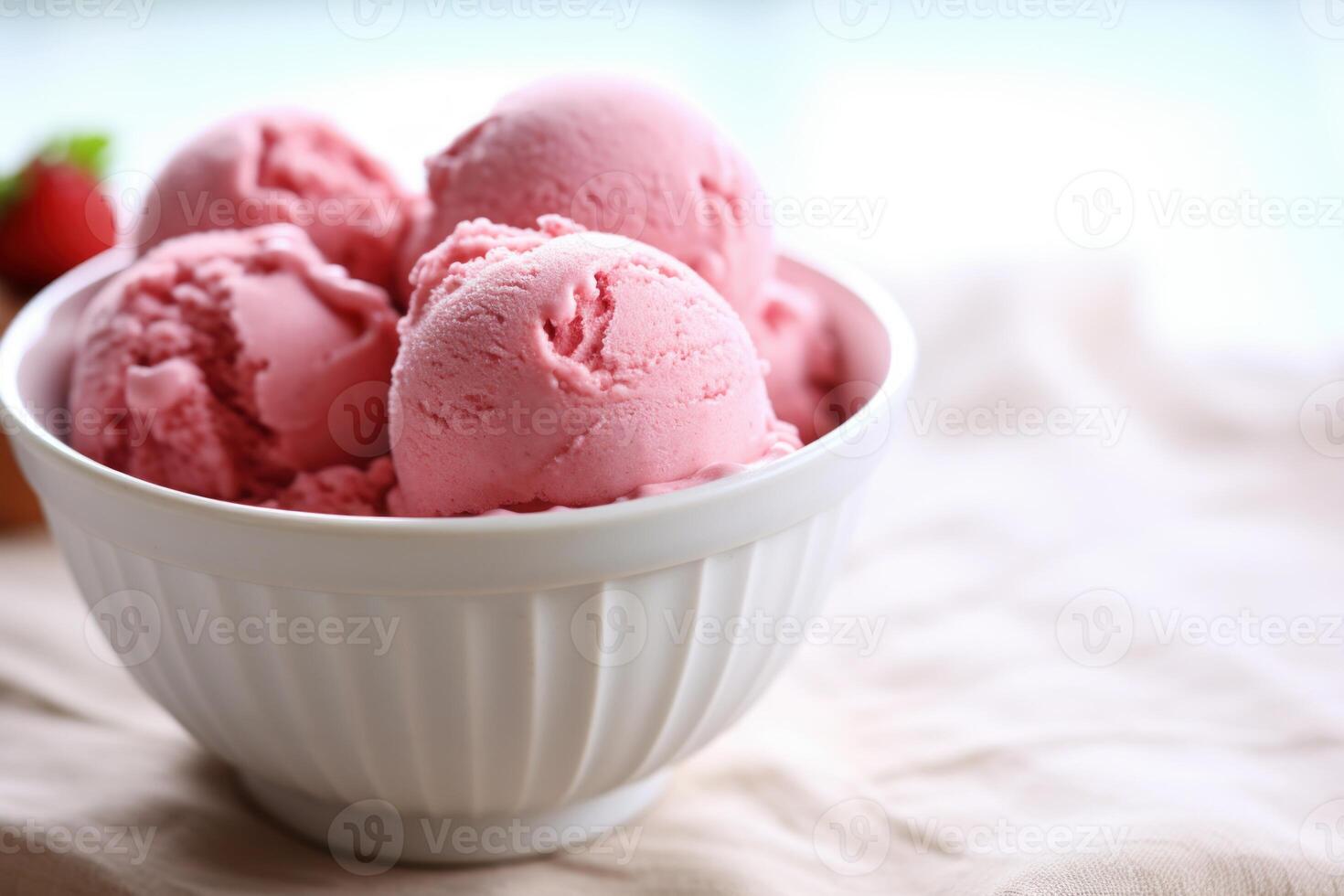 AI generated Creamy Pink ice cream ball. Generate Ai photo